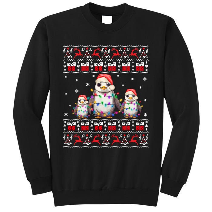 Penguin Ugly Christmas Xmas Lights Family Matching Tall Sweatshirt