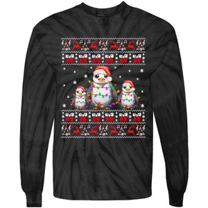 Penguin Ugly Christmas Xmas Lights Family Matching Tie-Dye Long Sleeve Shirt