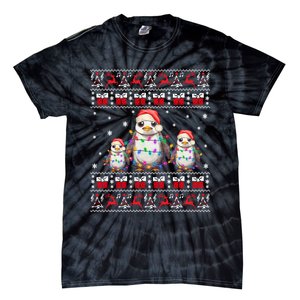 Penguin Ugly Christmas Xmas Lights Family Matching Tie-Dye T-Shirt