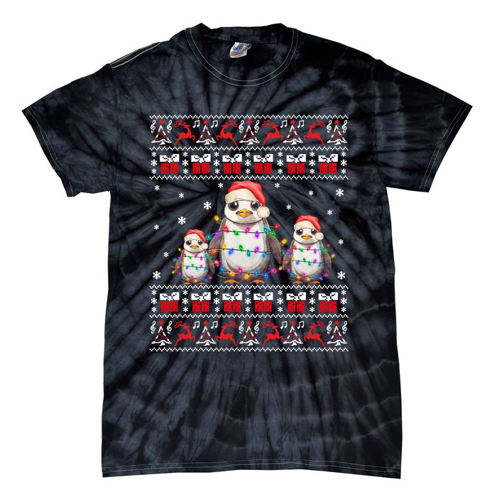 Penguin Ugly Christmas Xmas Lights Family Matching Tie-Dye T-Shirt