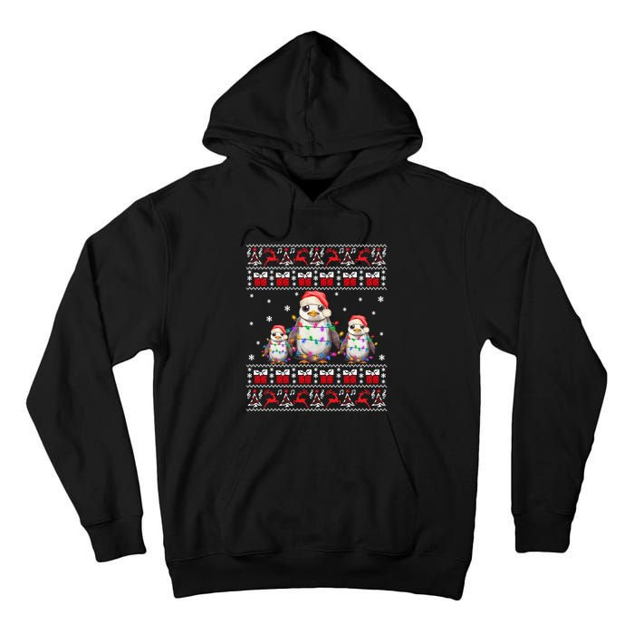 Penguin Ugly Christmas Xmas Lights Family Matching Tall Hoodie