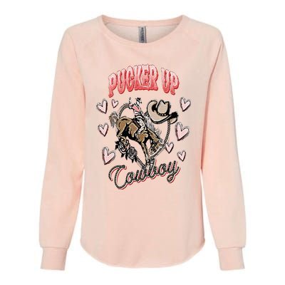 Pucker Up Cowboy Retro Groovy Howdy Valentines Cowboy Hat Womens California Wash Sweatshirt