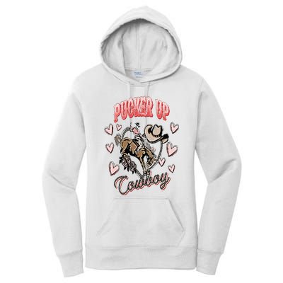 Pucker Up Cowboy Retro Groovy Howdy Valentines Cowboy Hat Women's Pullover Hoodie