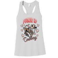 Pucker Up Cowboy Retro Groovy Howdy Valentines Cowboy Hat Women's Racerback Tank