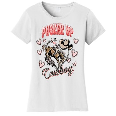 Pucker Up Cowboy Retro Groovy Howdy Valentines Cowboy Hat Women's T-Shirt