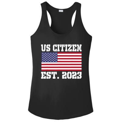 Proud US Citizenship Immigrant American New USA Citizen Flag Ladies PosiCharge Competitor Racerback Tank