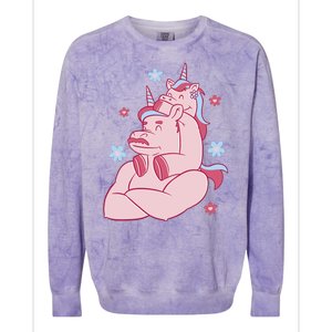 Papa Unicorn Cute Gift Colorblast Crewneck Sweatshirt