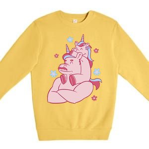 Papa Unicorn Cute Gift Premium Crewneck Sweatshirt