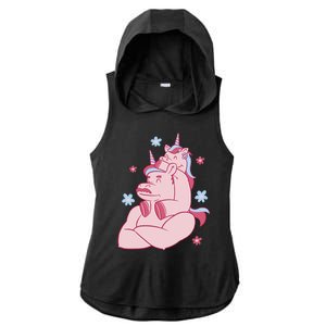 Papa Unicorn Cute Gift Ladies PosiCharge Tri-Blend Wicking Draft Hoodie Tank