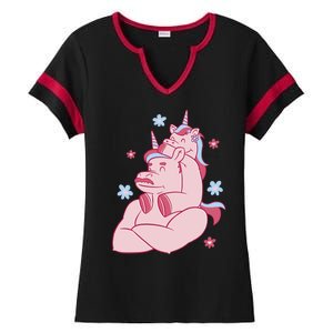 Papa Unicorn Cute Gift Ladies Halftime Notch Neck Tee