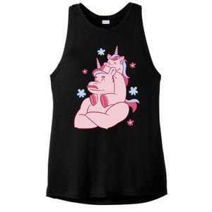 Papa Unicorn Cute Gift Ladies PosiCharge Tri-Blend Wicking Tank