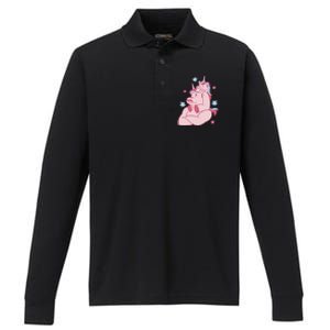 Papa Unicorn Cute Gift Performance Long Sleeve Polo