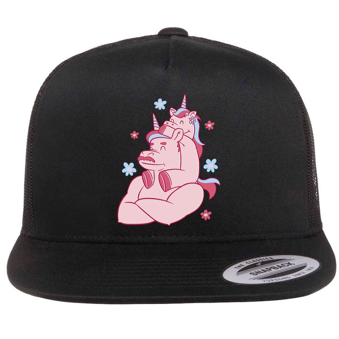 Papa Unicorn Cute Gift Flatbill Hat