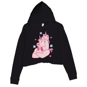 Papa Unicorn Cute Gift Crop Fleece Hoodie