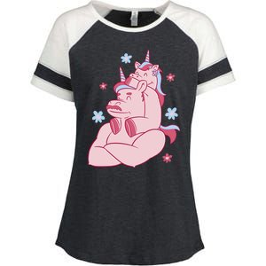 Papa Unicorn Cute Gift Enza Ladies Jersey Colorblock Tee