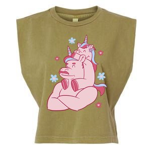 Papa Unicorn Cute Gift Garment-Dyed Women's Muscle Tee