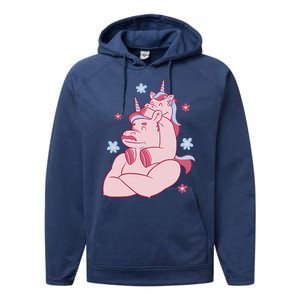 Papa Unicorn Cute Gift Performance Fleece Hoodie