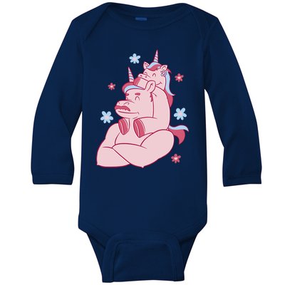 Papa Unicorn Cute Gift Baby Long Sleeve Bodysuit