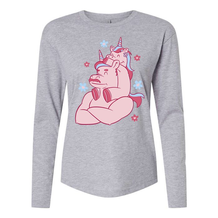 Papa Unicorn Cute Gift Womens Cotton Relaxed Long Sleeve T-Shirt