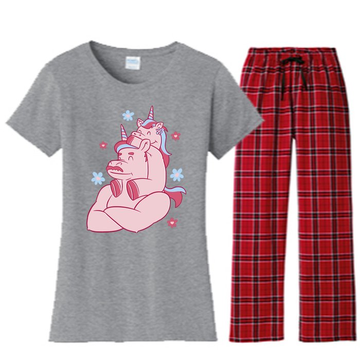 Papa Unicorn Cute Gift Women's Flannel Pajama Set