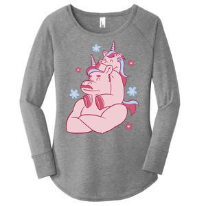 Papa Unicorn Cute Gift Women's Perfect Tri Tunic Long Sleeve Shirt