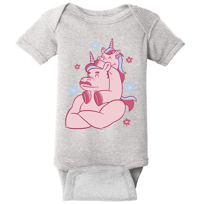 Papa Unicorn Cute Gift Baby Bodysuit