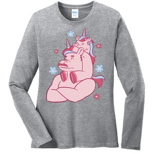 Papa Unicorn Cute Gift Ladies Long Sleeve Shirt