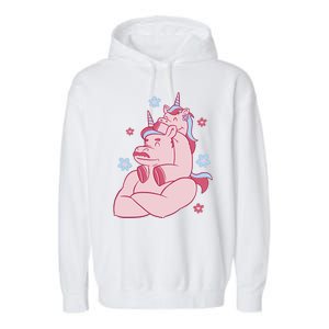 Papa Unicorn Cute Gift Garment-Dyed Fleece Hoodie