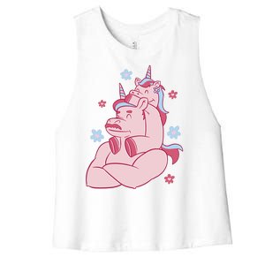 Papa Unicorn Cute Gift Women's Racerback Cropped Tank