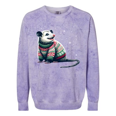 Possum Ugly Christmas Sweater Opposum Lover Rodent Owner Colorblast Crewneck Sweatshirt