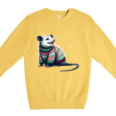 Possum Ugly Christmas Sweater Opposum Lover Rodent Owner Premium Crewneck Sweatshirt