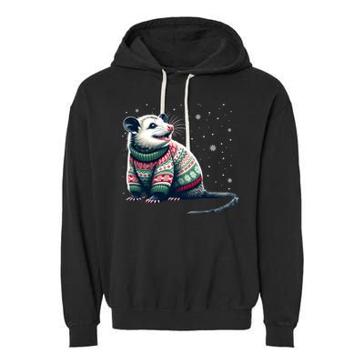 Possum Ugly Christmas Sweater Opposum Lover Rodent Owner Garment-Dyed Fleece Hoodie
