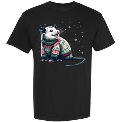 Possum Ugly Christmas Sweater Opposum Lover Rodent Owner Garment-Dyed Heavyweight T-Shirt
