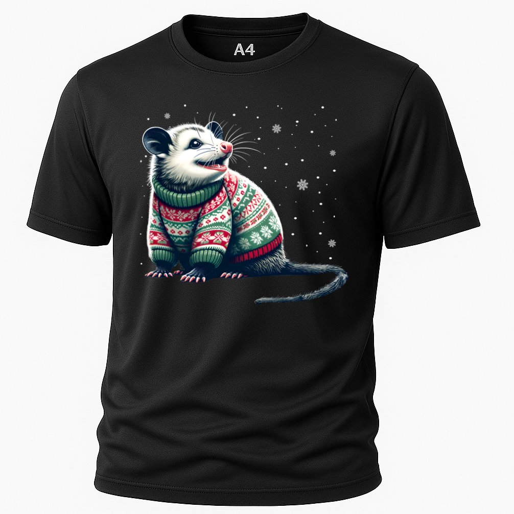 Possum Ugly Christmas Sweater Opposum Lover Rodent Owner Cooling Performance Crew T-Shirt