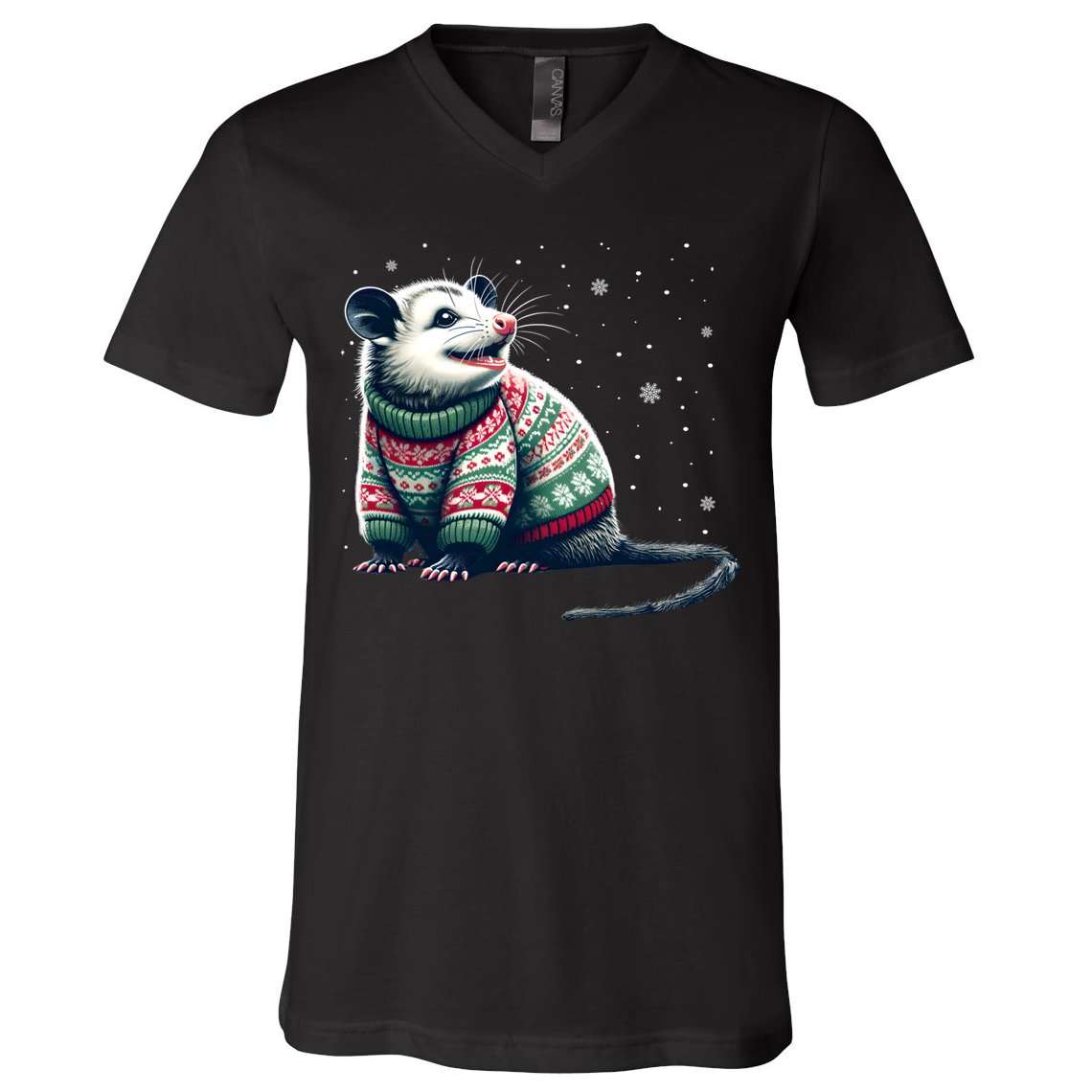 Possum Ugly Christmas Sweater Opposum Lover Rodent Owner V-Neck T-Shirt