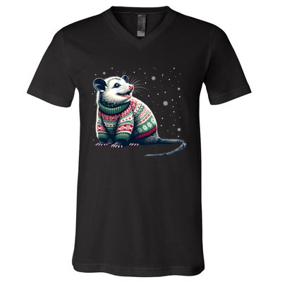 Possum Ugly Christmas Sweater Opposum Lover Rodent Owner V-Neck T-Shirt