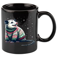 Possum Ugly Christmas Sweater Opposum Lover Rodent Owner 11oz C Handle Ceramic Mug