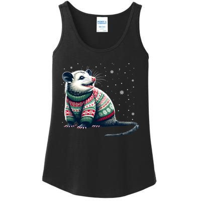 Possum Ugly Christmas Sweater Opposum Lover Rodent Owner Ladies Essential Tank