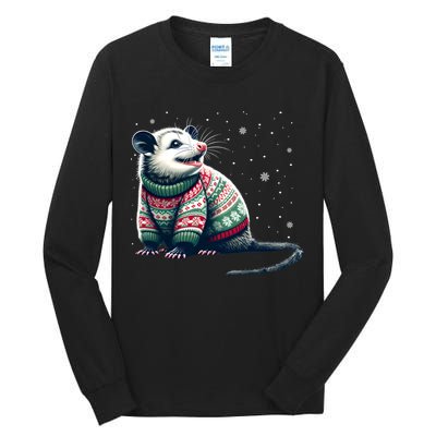 Possum Ugly Christmas Sweater Opposum Lover Rodent Owner Tall Long Sleeve T-Shirt