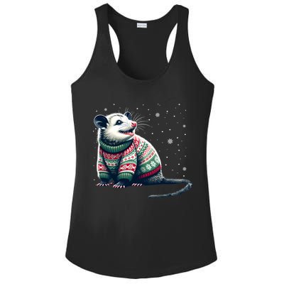 Possum Ugly Christmas Sweater Opposum Lover Rodent Owner Ladies PosiCharge Competitor Racerback Tank