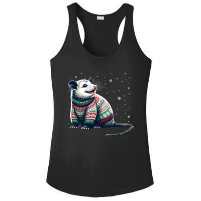 Possum Ugly Christmas Sweater Opposum Lover Rodent Owner Ladies PosiCharge Competitor Racerback Tank