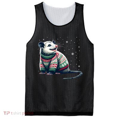 Possum Ugly Christmas Sweater Opposum Lover Rodent Owner Mesh Reversible Basketball Jersey Tank