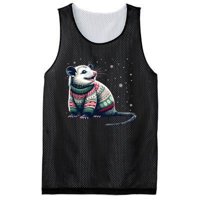 Possum Ugly Christmas Sweater Opposum Lover Rodent Owner Mesh Reversible Basketball Jersey Tank