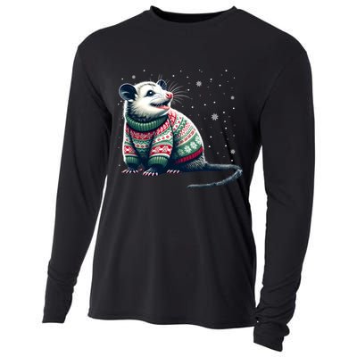 Possum Ugly Christmas Sweater Opposum Lover Rodent Owner Cooling Performance Long Sleeve Crew