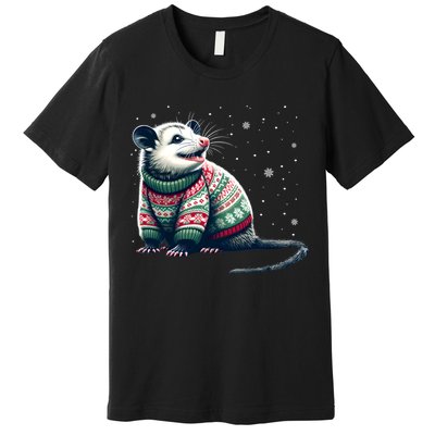 Possum Ugly Christmas Sweater Opposum Lover Rodent Owner Premium T-Shirt