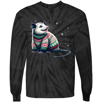 Possum Ugly Christmas Sweater Opposum Lover Rodent Owner Tie-Dye Long Sleeve Shirt