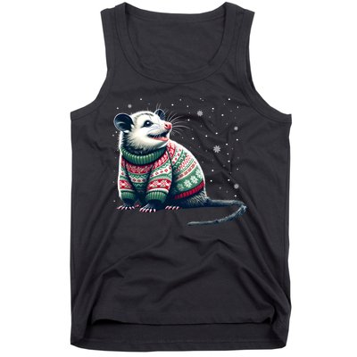 Possum Ugly Christmas Sweater Opposum Lover Rodent Owner Tank Top