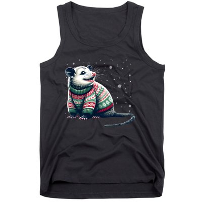 Possum Ugly Christmas Sweater Opposum Lover Rodent Owner Tank Top