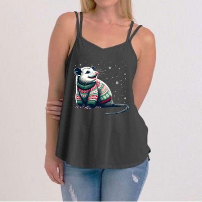 Possum Ugly Christmas Sweater Opposum Lover Rodent Owner Women's Strappy Tank