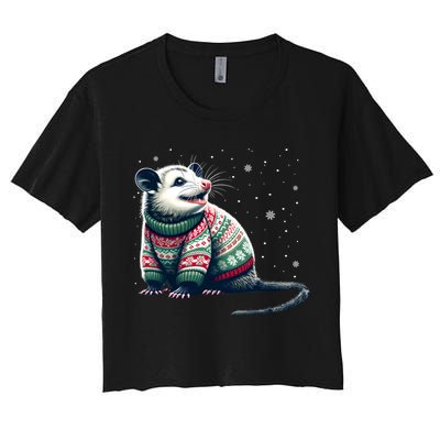 Possum Ugly Christmas Sweater Opposum Lover Rodent Owner Crop Top